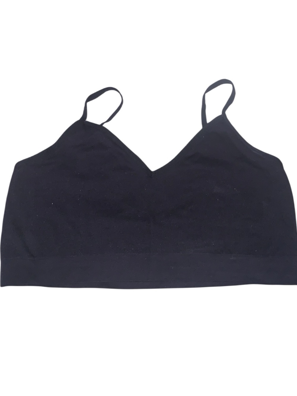 Real 3X Black Ribbed Cropped Tank Top V-neck